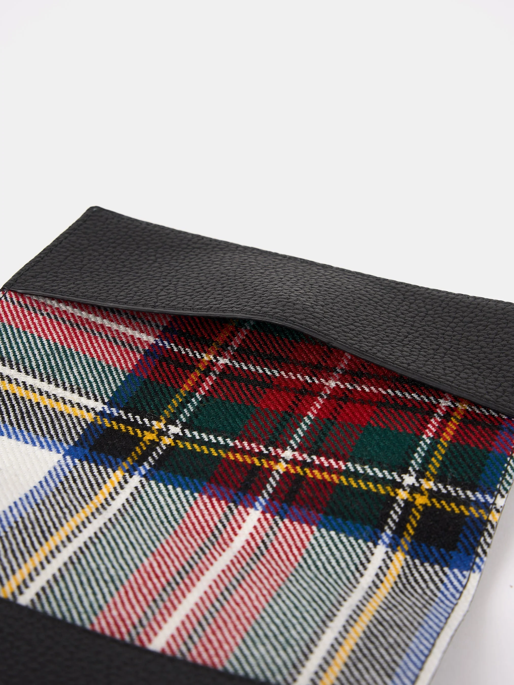 The Passport Cover - Black Madras Grain with Tartan - Image 4