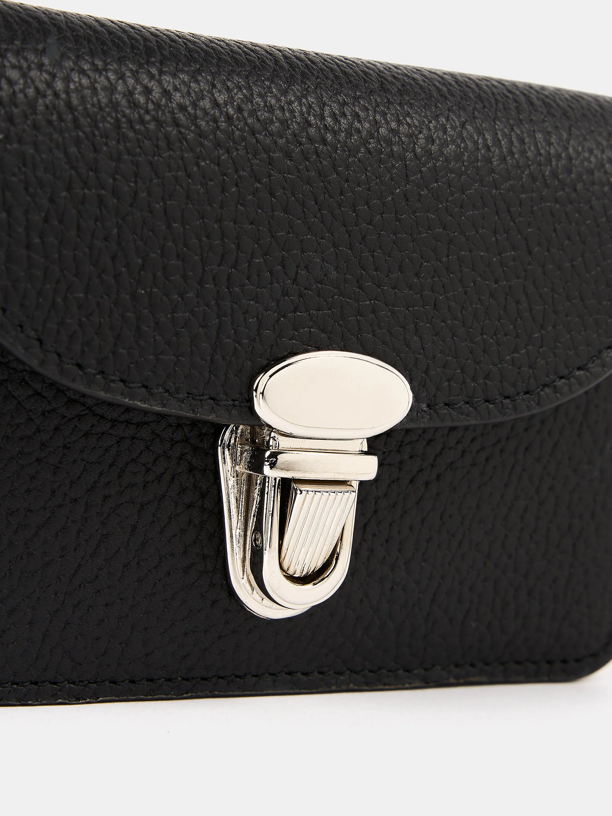 The Small Push Lock Purse - Black Madras Grain - Image 3