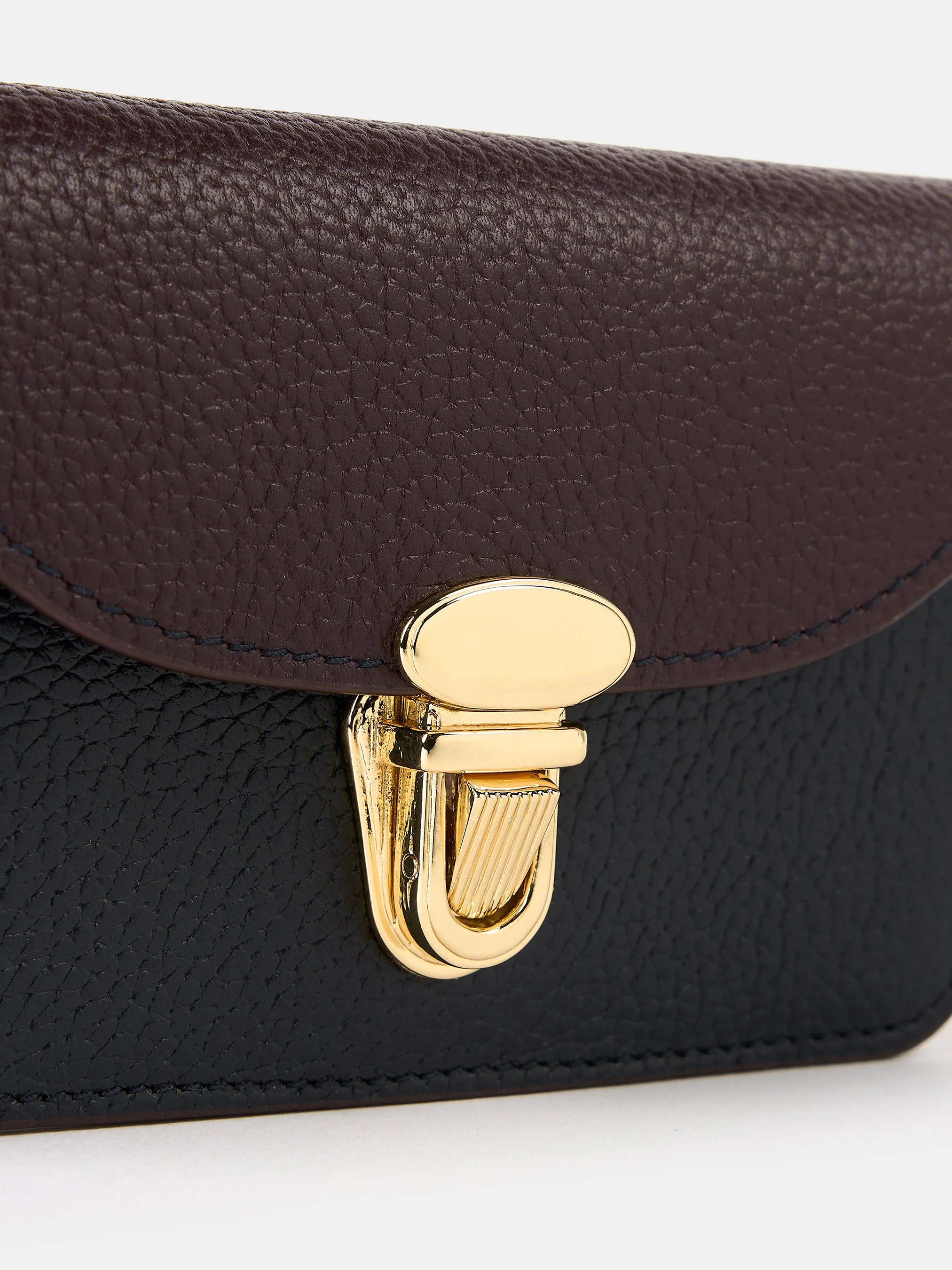 The Small Push Lock Purse - Bordeaux, Midnight & Clay Madras Grain - Image 3