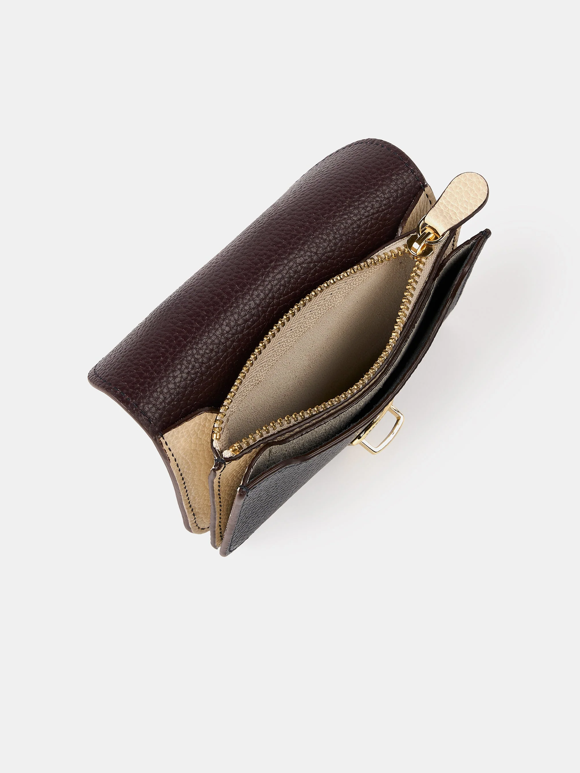 The Small Push Lock Purse - Bordeaux, Midnight & Clay Madras Grain - Image 4